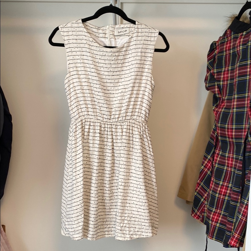 Korean designer brand - Black and White Striped Mini Dress